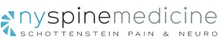 Logo for NY Spine Medicine, Schottenstein Pain & Neuro, featuring stylized lowercase text and a graphic spine element to the left, reflecting their expertise in pain management NYC.