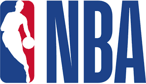 The NBA logo showcases a silhouette of a basketball player dribbling, with red on the left and blue on the right, "NBA" in bold blue letters beside it, reminiscent of the dynamic energy seen in everything from intense games to physical therapy sessions in NYC.
