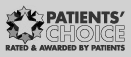 The image features a logo with a star and laurel design, accompanied by the text: "PATIENTS' CHOICE RATED & AWARDED BY PATIENTS," highlighting excellence in pain management NYC.