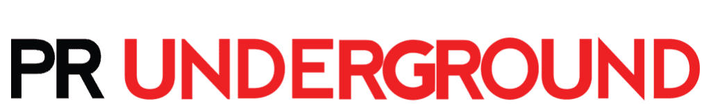 Red logo with the text "PR UNDERGROUND" in bold uppercase letters. "PR" is in black, and "UNDERGROUND" is in a slightly lighter red on a red background, echoing the dynamic energy of New York City's physical therapy scene.