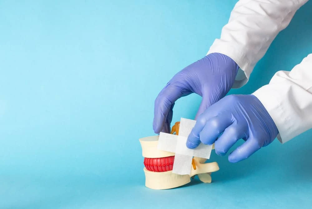 Sterile kyphoplasty instruments arranged in a surgical tray at a medical facility in NYC, used for minimally invasive treatment of spinal compression fractures.